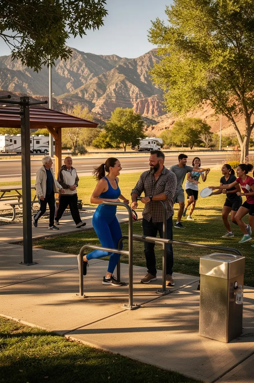 Интерактивная карта фитнес-станций и зон восстановления вдоль популярного маршрута в США